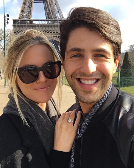 Josh Peck and wife Paige O'Brien in the mentioned photo with Eiffel Tower in Paris.